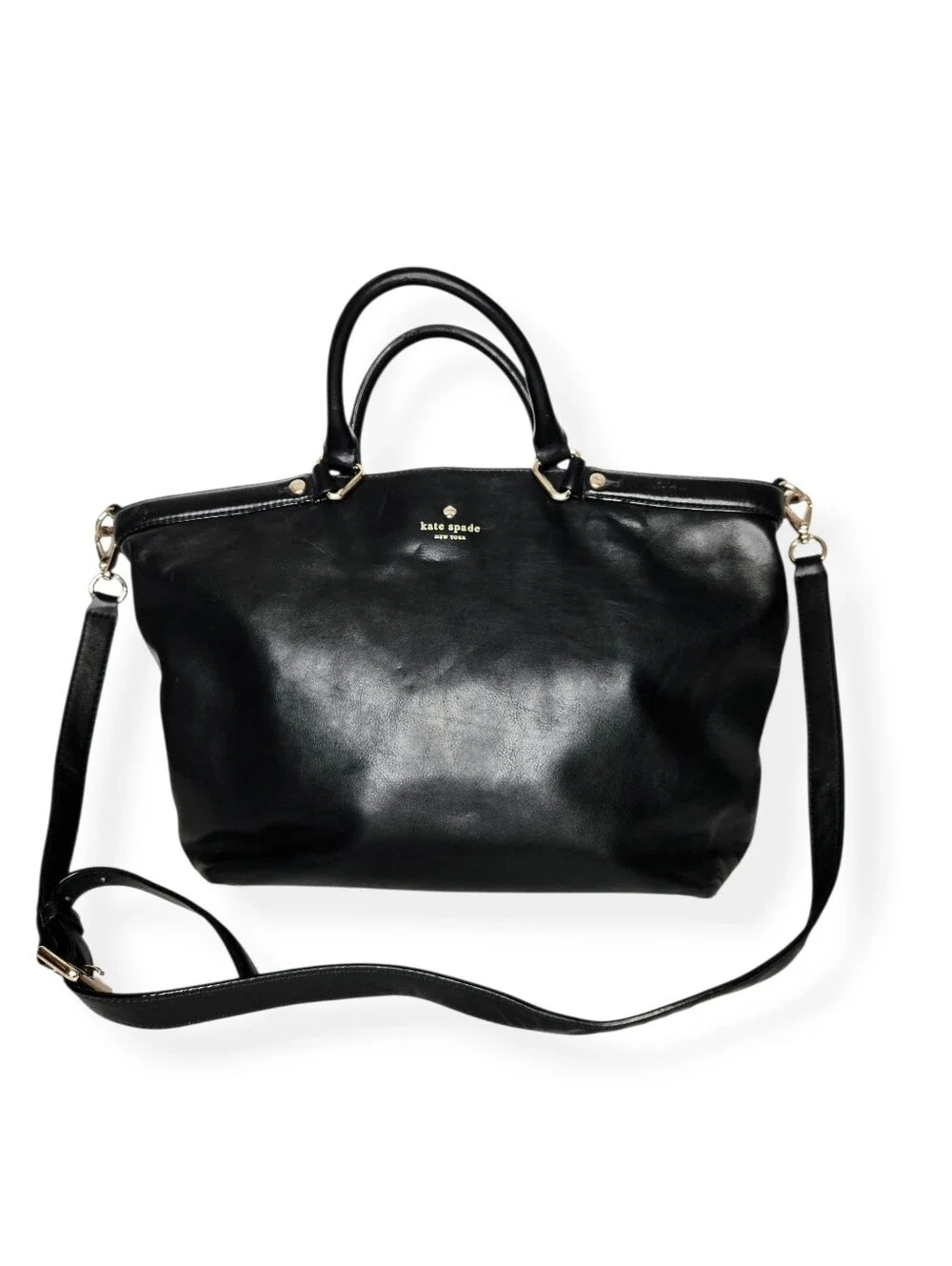 Kate Spade Hamilton Heights Canteen Black Leather Shoulder Bag Gold Hardware